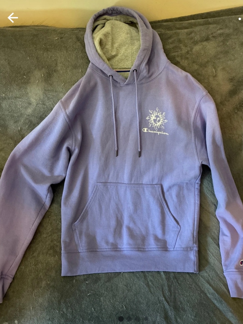 Champion Lavender Crewneck Hoodie with Sun Graphic